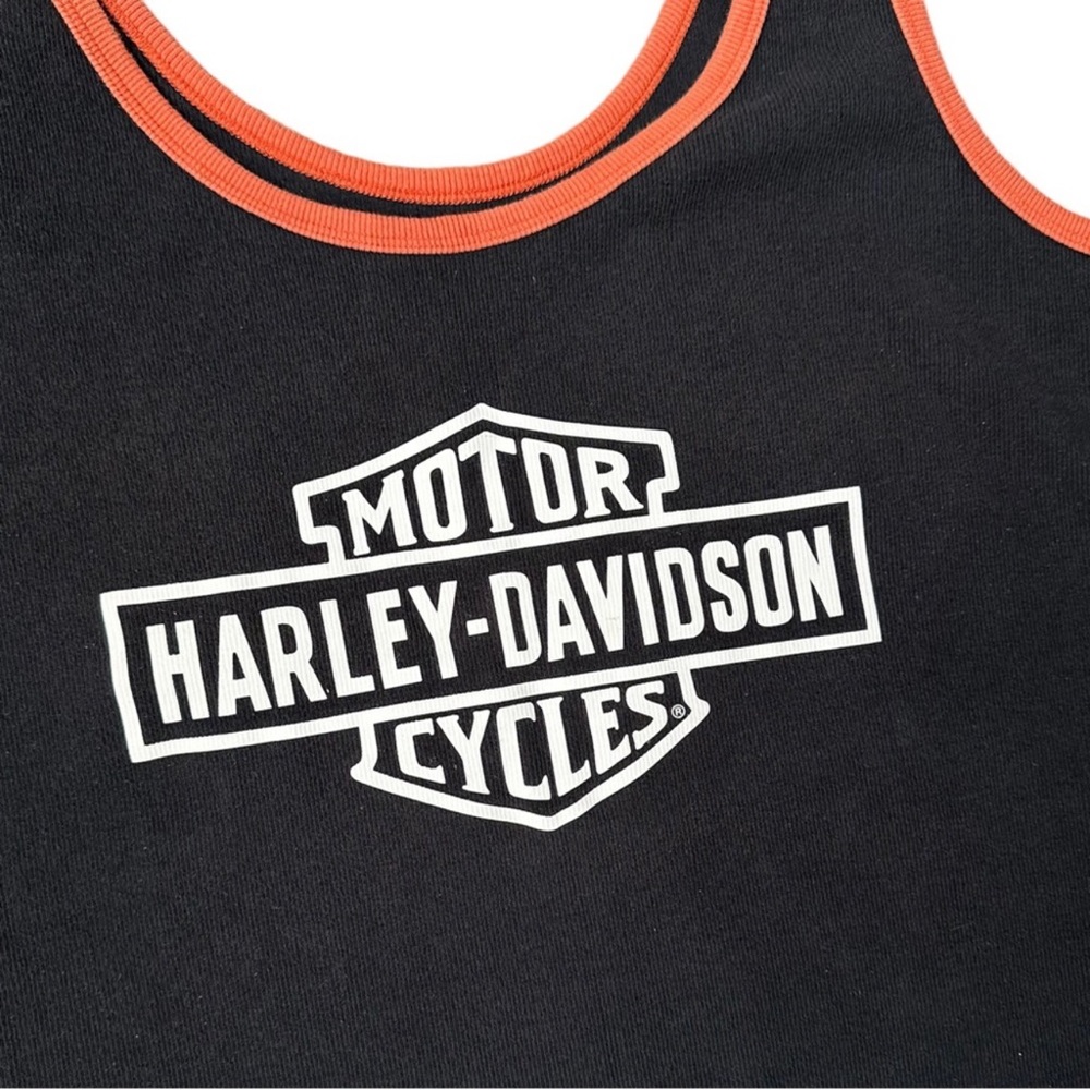 Harley-Davidson Motorcycles Womens Classic Tank Top Ribbed Orange Black Size XL? - Picture 2 of 2